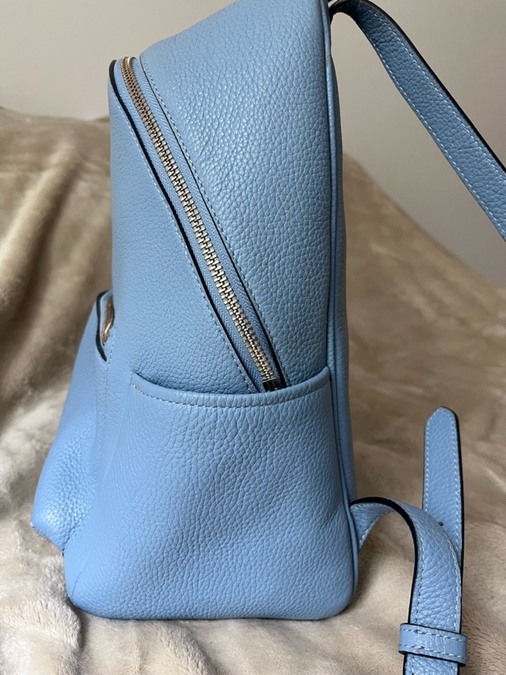 kate spade Light Blue Pebbled Leather Backpack with silver Hardware - Picture 12 of 12